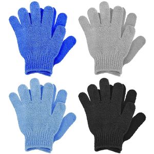 TRANKIELO® - 4 paar bamboe scrubhandschoenen – Herbruikbaar, wasbaar – Voor lichaamsscrub, massage, en huidverzorging