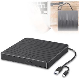 Externe DVD-Drive USB 3.0 & Type-C - Plug-and-Play, Voor Laptop en Desktop, CD/DVD Burner & Reader