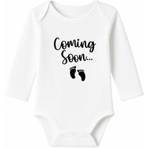 Romper Baby Coming - wit - lange mouw