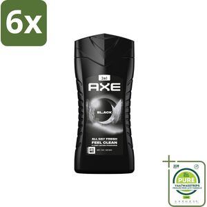 Axe 3-in-1 Douchegel Black 250 ml - Voordeelverpakking - 6 stuks - Douchegel - Axe