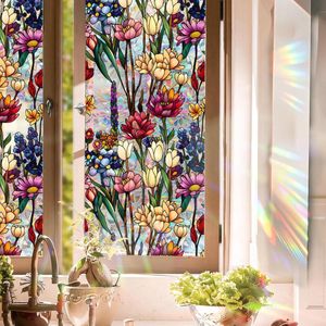 Raamfolie - Glas-in-lood Raamsticker - 43×100cm - PVC - Regenboogkleurige Raamfolie - Decoratieve Folie