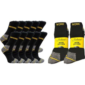 werksokken heren 39 42 - premium werksokken - grijs met geel - 10 paar - maat 39/42