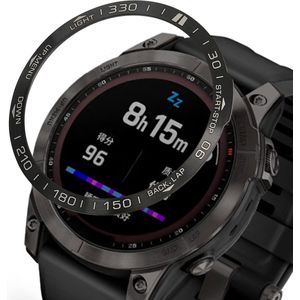 kwmobile Beschermende Ring geschikt voor Garmin Fenix 7 Fitness Tracker - Bezel Ring voor smartwatch - Beschermring voor smartwatch in zwart / zilver.