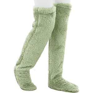Warme kniekousen van ganzendons - Hoog pluche - Geschikt voor zwangere vrouwen/vrouwen na de bevalling en ouderen met koude benen - Essentiële katoenen sokken voor koud weer - Groen