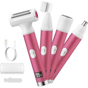 Geschikt voor mannen en vrouwen, nat en droog draadloos elektrisch scheerapparaat, wordt geleverd met 4 accessoires