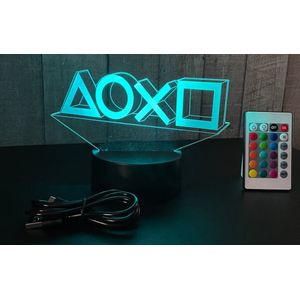 Klarigo®️ Nachtlamp – 3D LED Lamp Illusie – 16 Kleuren – Bureaulamp - Playstation 5 - PS 5 – Sfeerlamp Playstation – Nachtlampje Kinderen – Creative lamp - Afstandsbediening