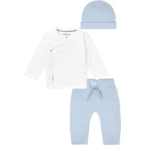 Noppies kledingset - 3delig - Broek Naupli lichtblauw - Shirt Little wit wit - Muts Nimbin - Maat 56