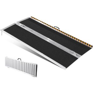 Draagbare Rolstoelrampe - Zilver - 6 ft - Antislip Aluminium Vouwrampe - 800 lbs Capaciteit