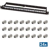 LogiLink - Modulair 24-poorts Cat.6A keystone patchpaneel, 1U, 19"" rackmount met 24x keystone Cat6A