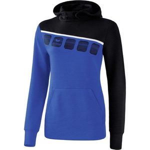 Erima Teamline 5-C Sweatshirt met Capuchon Dames New Royal-Zwart-Wit Maat 42