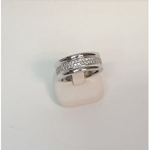 Witgouden - damesring - 14 karaat - diamant - uitverkoop Juwelier Verlinden St. Hubert - van €1495,= voor €1219,=