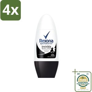 Rexona - Invisible Black & White - Deo Roller - Anti-transpirant - 50 ml - Voordeelverpakking - 4 stuks - Rexona - Invisible Black & White