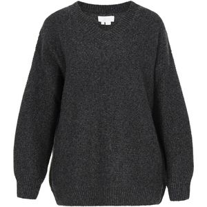 usha - WHITE LABEL - Trui - Antraciet - Gevoerde Zoom/Rand - V-hals