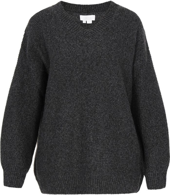 usha - WHITE LABEL - Trui - Antraciet - Gevoerde Zoom/Rand - V-hals