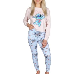 Stitch Disney - Damespyjama met lange mouwen, blauw en roze / XL