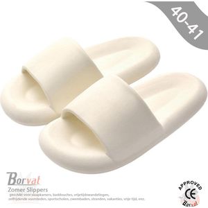 Borvat® - Zomer Slippers Wolk Zachte Slippers Paar Thuis Outdoor Slipper Zomer Strand Slaapkamer Schoenen Dames Slippers Dikke Bodem Sandalen - Unisex - Wit - Maat 40-41