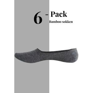 Sneakersokken - Onzichtbare footies - Bamboo - 6 paar - Naadloos - anti-slip hak - Antraciet Maat 39-45