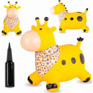 sun baby - Springdier met pomp vanaaf 1 jaar - Giraffe - geel - max 50kg, duurzaam rubber, gecertificeerd, bpa-vrij, springpaard, springhond