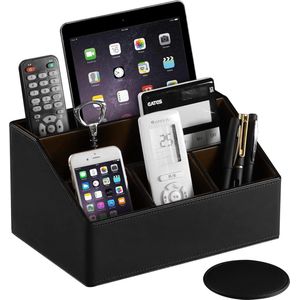 Bureauorganizer met Afstandsbedieninghouder - Multifunctionele Opbergbox voor Kantoorbenodigdheden met Handige Onderzetter - Efficiënte Ruimtebesparende Oplossing