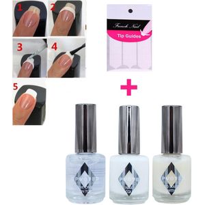 GUAPÀ® French Manicure Set met nagelstickers | Tip Guides | Nagel Sjablonen | Smile Line Nagels | 4 Delige French Manicure Nagel Set | White
