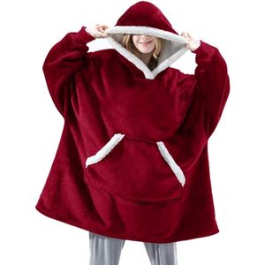 Oversized deken hoodie met gigantische zak, ultra zacht teddysherpa-fleece sweatshirt met capuchon voor vrouwen mannen volwassen, voel je warm, knus en omarmd!