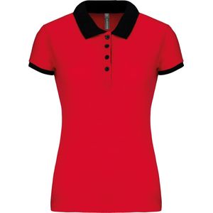 Kariban Piqué-damespolo tweekleurig K259 - Red / Black - S
