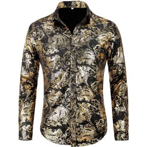 Allthemen Heren Print Langmouwen Shirt - Heren Lang Mouwen Overhemd - XL