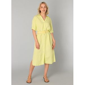 Jurk - Soft Sand - Linnen/Viscose - Recht Model - Korte Mouwen