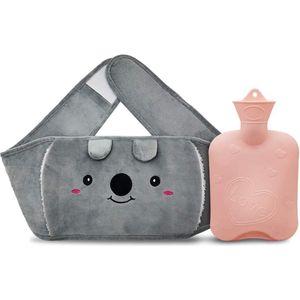 Warmwaterfles, warm waterzak Rubber warmwaterzak met zachte pluche handtaillewarmer Cover, schattige warmwaterzak voor pijnverlichting van artritis, hoofdpijn, warme en koude therapie (Roze)