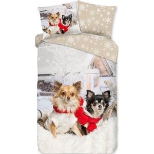 Warme Kinder Flanel Eenpersoons Dekbedovertrek Cute Dogs | 140x200/220 | Hoogwaardig En Zacht | Ideaal Tegen De Kou | Luxe Kwaliteit | Inclusief 1 Kussensloop