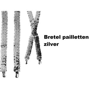 Bretel Pailletten zilver - Festival glitter and glamour thema feest verjaardag