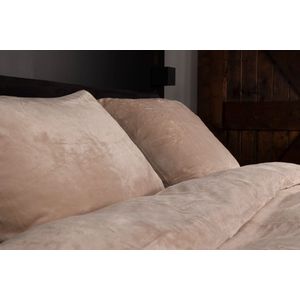Velvet - Dekbedovertrek - Amandel - Beige - Tweepersoons - 200x200 cm - 200x220 cm - 2 Kussenslopen - Laken - Zacht - Teddy Dekbedovertrek - Fluffy Dekbedovertrek - Luxe Beddengoed met Velvet aan Beiden Zijden