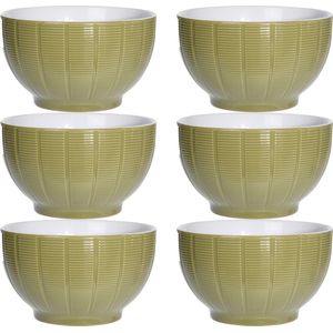 Excellent Houseware Soepkommen/serveer schaaltjes - 6x - Venice - keramiek - D14 x H8 cm - groen