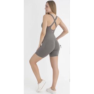 Dames Sportshort Bodysuit - Shape & Liftend Effect - Grijs - Maat XS/S