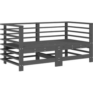 vidaXL Tuinhoekbanken - Massief Grenenhout - Grijs Tuinbank - Hoeksofa - Buitenbank - Lounge Set - Teak Tafel