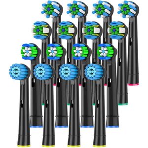 Geschikt voor Opzetborstels compatibel met Braun Oral B elektrische tandenborstel, vervangende opzetborstels geschikt voor Oral B Vitality Pro Smart Genius Teen Kids Series elektrische tandenborstel 16 stuks