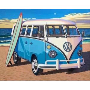 Mona Lisa Diamond Painting - Volkswagen Bus Blauw - 40 x 50 cm - Number GM1333
