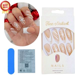 GUAPÀ® Plaknagels Kerst 24 pcs | Nepnagels | Press On Nails | Zelfklevende Plaknagels | Nepnagels | Kunstnagels | Compleet plaknagels starterspakket | Nagels Wraps | Nail Art | Winter Nagels | 24 stuks plaknagels Kerst Glitters Zilver
