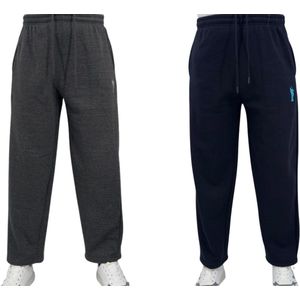 Hitman Joggingbroek Heren - 2-Pack - Trainingsbroek Heren - Met Rechte Pijpen - Pyamabroek Heren - Zware Kwaliteit - Katoen - Oversized Fit - 1 x Donker Grijs & 1 x Blauw - Maat M