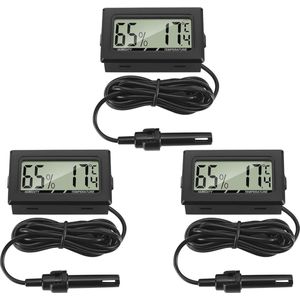 Mini LCD Digitale Thermometer Hygrometer - Temperatuur en Luchtvochtigheid Tester voor Koelkast, Vrieskast en Aquarium