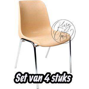 Kantinestoel Helene Beige -set van 4- verchroomd onderstel kantinestoel stapelstoel kuipstoel vergaderstoel tuinstoel kantine stoel stapel stoel tuin stoel kantinestoelen stapelstoelen kuipstoelen arenastoel schoolstoel bezoekersstoel Everardo