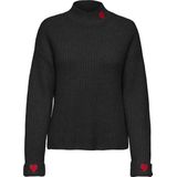 Only Trui Onllauren Life Ls Rib Highneck Cs K 15352588 Birch/mel/high Risk Red Heart Emb Dames Maat - S