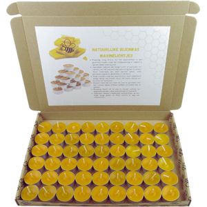 Bijenwas Waxinelichtjes | 54 stuks | handgemaakt - Leuke cadeau verpakking - 100% Zuivere Bijenwas Kaars - bijenwas kaarsen - bijenwas theelichtjes - plantaardige waxinelichtjes