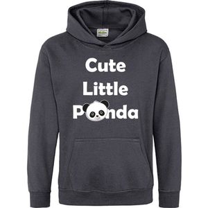 Pixeline Hoodie Cute Little Panda grijs 9-11 jaar - Panda - Pixeline - Trui - Stoer - Dier - Kinderkleding - Hoodie - Dierenprint - Animal - Kleding