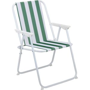 Lifetime Garden Klapstoel - Strandstoel Inklapbaar - Vouwstoel 51 x 46 x 76 cm - Multifunctionele Campingstoel - Makkelijk mee te Nemen - Visstoeltje Opvouwbaar - Groen/ Wit
