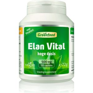 Greenfood Elan Vital, 500 mg, 120 capsules, veganistisch - met hooggedoseerde plantenextracten en zink. Zonder kunstmatige toevoegingen. Zonder genetische manipulatie.