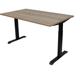 Office Hero® Cosmic - In hoogte verstelbaar bureau zwart frame - Game bureau - Computertafel - Werktafel - 160x80 - Natuur eik