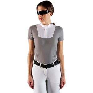 Equestro Competition Ridertech Buttons Dames T-shirt Met Lange Mouwen Grijs XS Vrouw