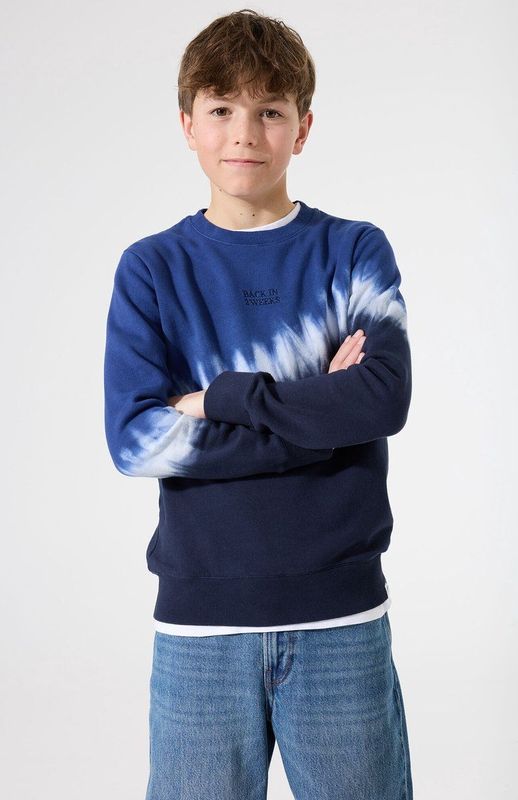 GARCIA - Sweater - Blauw - Regular Fit - Tie-Dye Print
