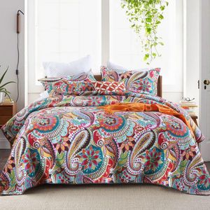 Ibenzoa® Sfeervolle Boho-stijl Katoenen Sprei Set met Paisley-patroon voor Tweepersoonsbedden